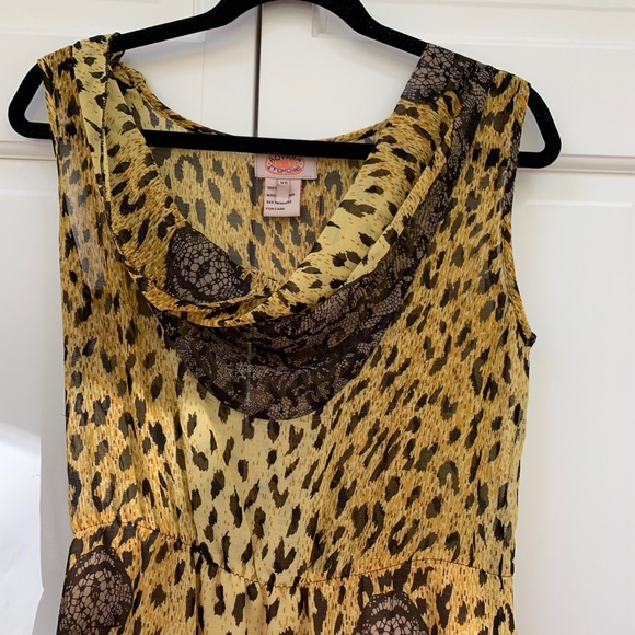 Leopard and Lace Printed 100% Silk Short Dress - Picture 2 of 12